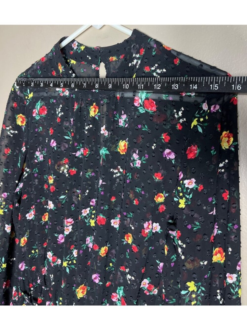 Whimsigoth Dark Fairy Sheer Dress Floral Burnout Dots Blouson Goth Maxi Wom S/M - Picture 5 of 12